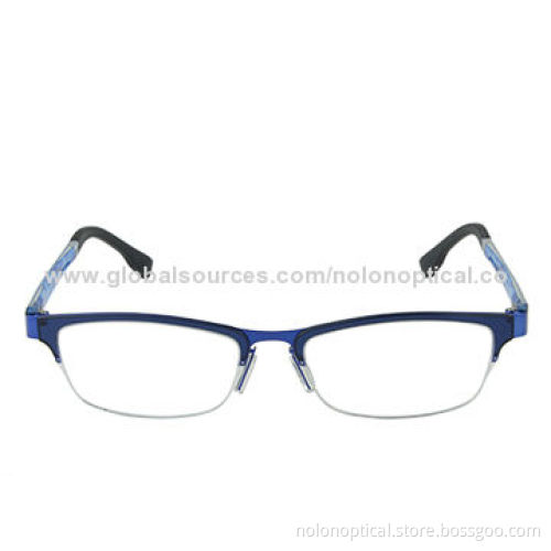 Metal Rim Combined Optical Frame with Red Colorful Temple